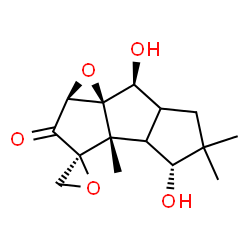 ChemSpider 2D Image | (1aS,3S,3aS,4R,7S,7aR)-4,7-Dihydroxy-3a,5,5-trimethylhexahydro-3aH-spiro[cyclopenta[4,5]pentaleno[1,6a-b]oxirene-3,2'-oxiran]-2(1aH)-one | C15H20O5