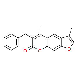 ChemSpider 2D Image | 6-Benzyl-3,5-dimethyl-7H-furo[3,2-g]chromen-7-one | C20H16O3