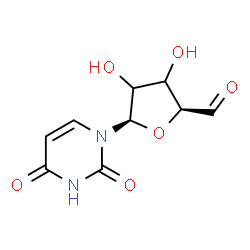 ChemSpider 2D Image | 1-(beta-D-glycero-Pentodialdo-1,4-furanosyl)-2,4(1H,3H)-pyrimidinedione | C9H10N2O6