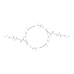 ChemSpider 2D Image | N,N'-{[(3S,5S,9S,11R,12E,14Z,17S,23S,25S,29S,31R,32E,34E,37S)-3,9,23,29-Tetrahydroxy-11,17,31,37-tetramethoxy-4,4,24,24-tetramethyl-7,27-dioxo-6,20,26,40-tetraoxa-41,42-diazatricyclo[36.2.1.1~18,21~]d
otetraconta-1(41),12,14,18,21(42),32,34,38-octaene-5,25-diyl]bis[(1E,4R,5R,9S,10S)-4,10-dimethoxy-5,9-dimethyl-6-oxo-1-undecene-11,1-diyl]}bis(N-methylformamide) | C78H124N4O22