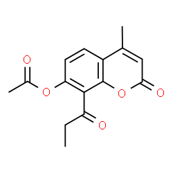 ChemSpider 2D Image | 4-Methyl-2-oxo-8-propionyl-2H-chromen-7-yl acetate | C15H14O5