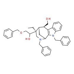 ChemSpider 2D Image | 2-(Benzyloxy)-1-[(11R,12R,13S)-3,15-dibenzyl-13-ethyl-11-(hydroxymethyl)-3,15-diazatetracyclo[10.3.1.0~2,10~.0~4,9~]hexadeca-2(10),4,6,8-tetraen-13-yl]ethanol | C40H44N2O3