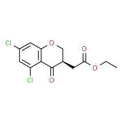 ChemSpider 2D Image | Ethyl [(3R)-5,7-dichloro-4-oxo-3,4-dihydro-2H-chromen-3-yl]acetate | C13H12Cl2O4