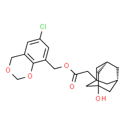 ChemSpider 2D Image | (6-Chloro-4H-1,3-benzodioxin-8-yl)methyl [(5R,7S)-3-hydroxyadamantan-1-yl]acetate | C21H25ClO5