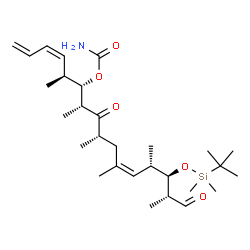 ChemSpider 2D Image | (3Z,5S,6S,7R,9S,11Z,13S,14R,15R)-14-{[Dimethyl(2-methyl-2-propanyl)silyl]oxy}-5,7,9,11,13,15-hexamethyl-8,16-dioxo-1,3,11-hexadecatrien-6-yl carbamate | C29H51NO5Si