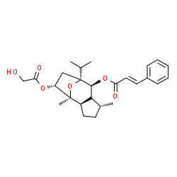 ChemSpider 2D Image | (1S,2R,5R,7S,8R,10R)-10-(Glycoloyloxy)-8-isopropyl-1,5-dimethyl-11-oxatricyclo[6.2.1.0~2,6~]undec-7-yl (2E)-3-phenylacrylate | C26H34O6