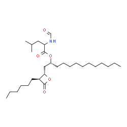 ChemSpider 2D Image | (2R)-1-[(2S,3S)-3-Hexyl-4-oxo-2-oxetanyl]-2-tridecanyl N-formylleucinate | C29H53NO5