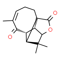 ChemSpider 2D Image | (6R,7S,9Z,13R)-5,5,9-Trimethyl-3-oxatetracyclo[5.5.1.0~1,6~.0~4,13~]tridec-9-ene-2,8-dione | C15H18O3