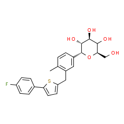 ChemSpider 2D Image | (1R,4xi)-1,5-Anhydro-1-(3-{[5-(4-fluorophenyl)-2-thienyl]methyl}-4-methylphenyl)-D-xylo-hexitol | C24H25FO5S