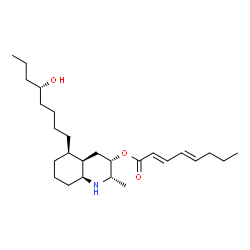 ChemSpider 2D Image | (2S,3S,4aR,5R,8aS)-5-[(5S)-5-Hydroxyoctyl]-2-methyldecahydro-3-quinolinyl (2E,4E)-2,4-octadienoate | C26H45NO3