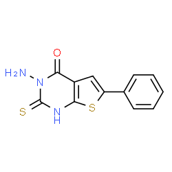 ChemSpider 2D Image | 2,3-dihydro-3-amino-6-phenyl-2-thioxothieno(2,3-d)pyrimidin-4(1H)-one | C12H9N3OS2
