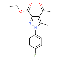 ChemSpider 2D Image | Ethyl 4-acetyl-1-(4-fluorophenyl)-5-methyl-1H-pyrazole-3-carboxylate | C15H15FN2O3
