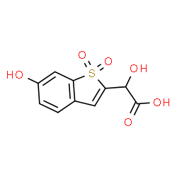 ChemSpider 2D Image | Hydroxy(6-hydroxy-1,1-dioxido-1-benzothiophen-2-yl)acetic acid | C10H8O6S