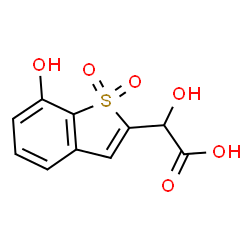 ChemSpider 2D Image | Hydroxy(7-hydroxy-1,1-dioxido-1-benzothiophen-2-yl)acetic acid | C10H8O6S