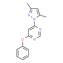 ChemSpider 2D Image | 4-(3,5-Dimethyl-pyrazol-1-yl)-6-phenoxy-pyrimidine | C15H14N4O