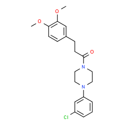 ChemSpider 2D Image | 1-[4-(3-Chlorophenyl)-1-piperazinyl]-3-(3,4-dimethoxyphenyl)-1-propanone | C21H25ClN2O3