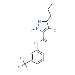 ChemSpider 2D Image | 4-Chloro-1-methyl-3-propyl-N-[3-(trifluoromethyl)phenyl]-1H-pyrazole-5-carboxamide | C15H15ClF3N3O