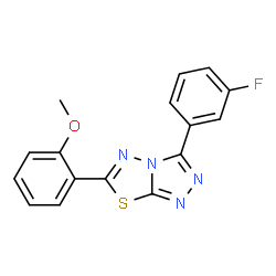 ChemSpider 2D Image | 3-(3-Fluorophenyl)-6-(2-methoxyphenyl)[1,2,4]triazolo[3,4-b][1,3,4]thiadiazole | C16H11FN4OS