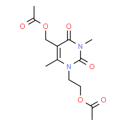ChemSpider 2D Image | [1-(2-Acetoxyethyl)-3,6-dimethyl-2,4-dioxo-1,2,3,4-tetrahydro-5-pyrimidinyl]methyl acetate | C13H18N2O6