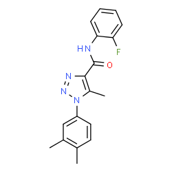 ChemSpider 2D Image | 1-(3,4-Dimethylphenyl)-N-(2-fluorophenyl)-5-methyl-1H-1,2,3-triazole-4-carboxamide | C18H17FN4O