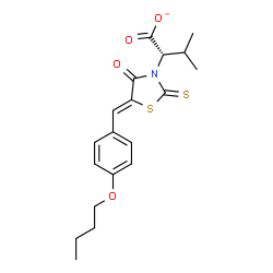 ChemSpider 2D Image | (2S)-2-[(5Z)-5-(4-Butoxybenzylidene)-4-oxo-2-thioxo-1,3-thiazolidin-3-yl]-3-methylbutanoate | C19H22NO4S2