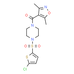 ChemSpider 2D Image | {4-[(5-Chloro-2-thienyl)sulfonyl]-1-piperazinyl}(3,5-dimethyl-1,2-oxazol-4-yl)methanone | C14H16ClN3O4S2