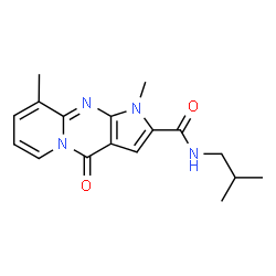 ChemSpider 2D Image | N-Isobutyl-1,9-dimethyl-4-oxo-1,4-dihydropyrido[1,2-a]pyrrolo[2,3-d]pyrimidine-2-carboxamide | C17H20N4O2