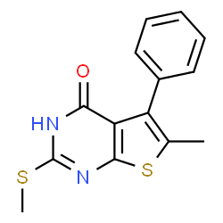 ChemSpider 2D Image | 6-Methyl-2-(methylsulfanyl)-5-phenylthieno[2,3-d]pyrimidin-4(3H)-one | C14H12N2OS2
