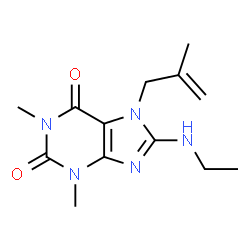 ChemSpider 2D Image | 8-(Ethylamino)-1,3-dimethyl-7-(2-methyl-2-propen-1-yl)-3,7-dihydro-1H-purine-2,6-dione | C13H19N5O2