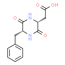 ChemSpider 2D Image | [(2R,5R)-5-Benzyl-3,6-dioxo-2-piperazinyl]acetic acid | C13H14N2O4