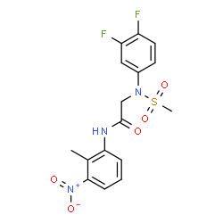 ChemSpider 2D Image | N~2~-(3,4-Difluorophenyl)-N-(2-methyl-3-nitrophenyl)-N~2~-(methylsulfonyl)glycinamide | C16H15F2N3O5S