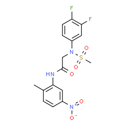ChemSpider 2D Image | N~2~-(3,4-Difluorophenyl)-N-(2-methyl-5-nitrophenyl)-N~2~-(methylsulfonyl)glycinamide | C16H15F2N3O5S