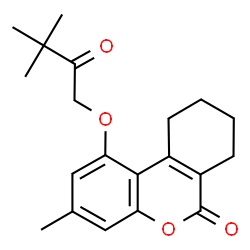ChemSpider 2D Image | 1-(3,3-Dimethyl-2-oxobutoxy)-3-methyl-7,8,9,10-tetrahydro-6H-benzo[c]chromen-6-one | C20H24O4