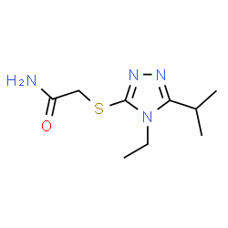 ChemSpider 2D Image | 2-[(4-Ethyl-5-isopropyl-4H-1,2,4-triazol-3-yl)sulfanyl]acetamide | C9H16N4OS