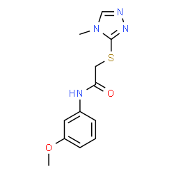 ChemSpider 2D Image | N-(3-Methoxyphenyl)-2-[(4-methyl-4H-1,2,4-triazol-3-yl)sulfanyl]acetamide | C12H14N4O2S