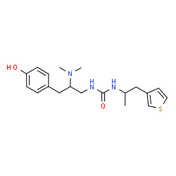 ChemSpider 2D Image | 1-[2-(Dimethylamino)-3-(4-hydroxyphenyl)propyl]-3-[1-(3-thienyl)-2-propanyl]urea | C19H27N3O2S