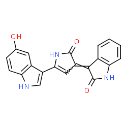 ChemSpider 2D Image | (3E)-3-[5-(5-Hydroxy-1H-indol-3-yl)-2-oxo-1,2-dihydro-3H-pyrrol-3-ylidene]-1,3-dihydro-2H-indol-2-one | C20H13N3O3
