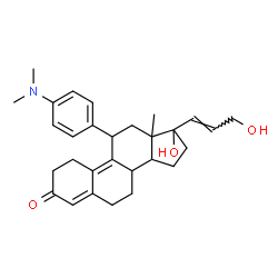 ChemSpider 2D Image | 11-[4-(Dimethylamino)phenyl]-17-hydroxy-17-[(1E)-3-hydroxy-1-propen-1-yl]-13-methyl-1,2,6,7,8,11,12,13,14,15,16,17-dodecahydro-3H-cyclopenta[a]phenanthren-3-one (non-preferred name) | C29H37NO3