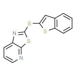 ChemSpider 2D Image | 2-(1-Benzothiophen-2-ylsulfanyl)[1,3]thiazolo[5,4-b]pyridine | C14H8N2S3