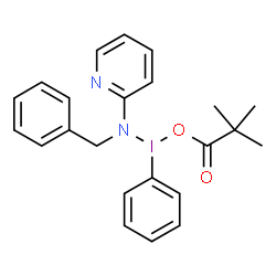 ChemSpider 2D Image | N-Benzyl-N-{[(2,2-dimethylpropanoyl)oxy](phenyl)-lambda~3~-iodanyl}-2-pyridinamine | C23H25IN2O2