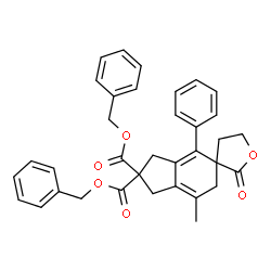 ChemSpider 2D Image | Dibenzyl 7'-methyl-2-oxo-4'-phenyl-1',4,5,6'-tetrahydrospiro[furan-3,5'-indene]-2',2'(3'H)-dicarboxylate | C35H32O6