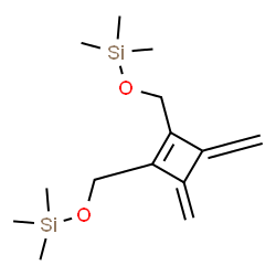 ChemSpider 2D Image | {[3,4-Bis(methylene)-1-cyclobutene-1,2-diyl]bis(methyleneoxy)}bis(trimethylsilane) | C14H26O2Si2