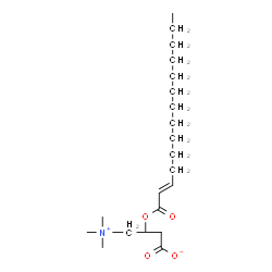 ChemSpider 2D Image | (3R)-3-[(2E)-2-Tetradecenoyloxy]-4-(trimethylammonio)butanoate | C21H39NO4