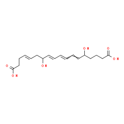 ChemSpider 2D Image | (4E,8E,10E,12E)-7,14-Dihydroxy-4,8,10,12-octadecatetraenedioic acid | C18H26O6