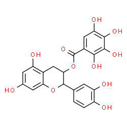 ChemSpider 2D Image | 2-(3,4-Dihydroxyphenyl)-5,7-dihydroxy-3,4-dihydro-2H-chromen-3-yl 2,3,4,5-tetrahydroxybenzoate | C22H18O11