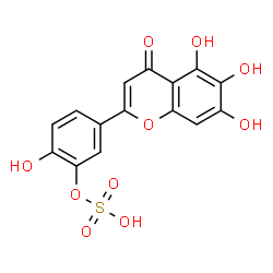 ChemSpider 2D Image | 2-Hydroxy-5-(5,6,7-trihydroxy-4-oxo-4H-chromen-2-yl)phenyl hydrogen sulfate | C15H10O10S