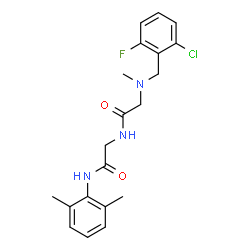 ChemSpider 2D Image | N-(2-Chloro-6-fluorobenzyl)-N-methylglycyl-N-(2,6-dimethylphenyl)glycinamide | C20H23ClFN3O2