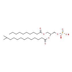 ChemSpider 2D Image | (2R)-1-(Decanoyloxy)-3-(phosphonooxy)-2-propanyl 12-methyltridecanoate | C27H53O8P