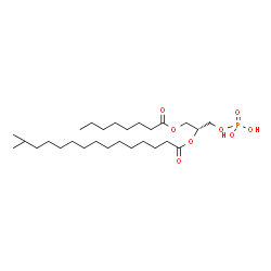 ChemSpider 2D Image | (2R)-1-(Octanoyloxy)-3-(phosphonooxy)-2-propanyl 14-methylpentadecanoate | C27H53O8P