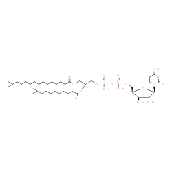 ChemSpider 2D Image | 4-Amino-1-[(2xi)-5-O-{hydroxy[(hydroxy{(2R)-3-[(14-methylpentadecanoyl)oxy]-2-[(10-methylundecanoyl)oxy]propoxy}phosphoryl)oxy]phosphoryl}-beta-D-threo-pentofuranosyl]-2(1H)-pyrimidinone | C40H73N3O15P2